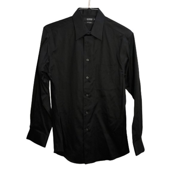 Murano Liquid Cotton XLA Slim-Fit Point-Collar Dress Shirt in Black Size 15 1/2 - Picture 1 of 4